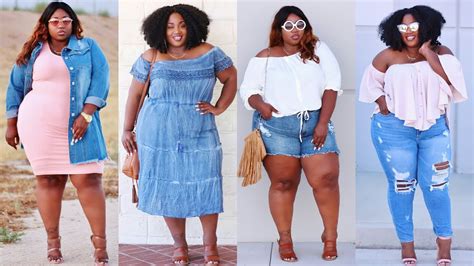 PLUS SIZE SUMMER DENIM LOOKBOOK 2017 | FT. RAINBOW SHOPS - YouTube