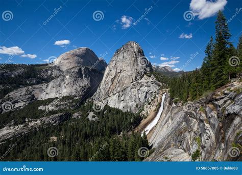 Nevada Fall And Liberty Cap In Yosemite National Park California Usa