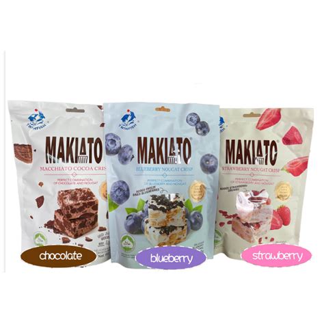 MAKIATO MACCHITO COCOA CRISP STRAWBERRY NOUGAT CRISP BLUEBERRY