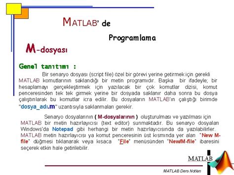 Matlab De Programlama Iii Matlab Ders Notlar Matematksel