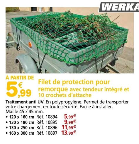 Promo Filet de protection pour remorque avec tendeur intégré et 10