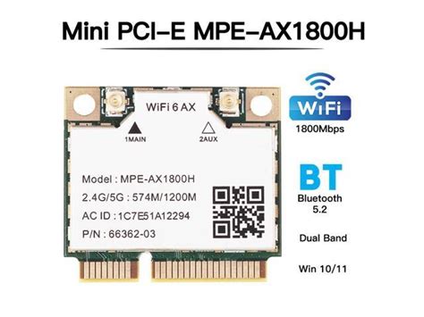 MPE-AX1800H Mini PCIE Wifi Card Dual Band 2.4GHz 5GHz Wifi 6 802.11ax ...