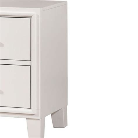 Transitional Solid Wood Night Stand With Drawers White Saltoro