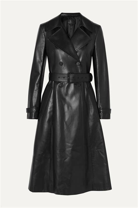 Black Double Breasted Leather Trench Coat Prada Artofit