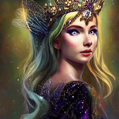 Detailed Portrait Of A Fairy Queen With Wings Wearing Stable Diffusion