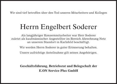 Traueranzeigen Von Engelbert Soderer Trauer Merkur De