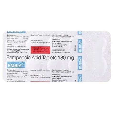 Bempedoic Acid 180mg Tablets At ₹ 240bottle Nexletol In Nagpur Id