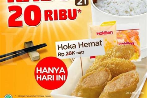 Promo Hokben 20 Oktober 2021 Rabu Rp 20000 Bisa Pesan Hoka Hemat Isi