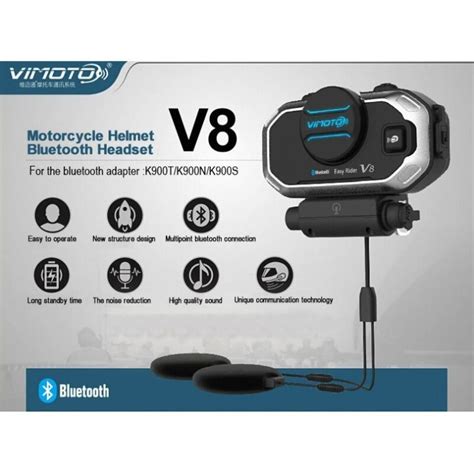 Vimoto V8 บูลทูธติดหมวกกันน็อค มัลติฟังก์ชั่นอินเตอร์เฟสบลูทูธ หมวก ...