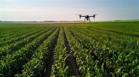 Premium Photo Drone Soaring Over Lush Green Corn Fields To Showcase