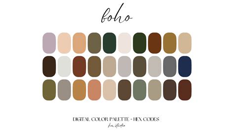 Boho Digital Color Palette Color Chart Goodnotes Tool Ipad Procreate