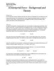 Centripetal Force Lab Report Docx Centripetal Force Background And