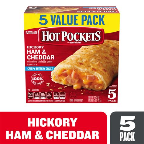 Hot Pockets Hickory Ham Cheddar Frozen Snacks 22 5 Oz Walmart Walmart