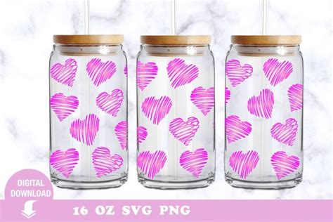 Hearts Libbey Glass Can Svg Valentines Day 2332097