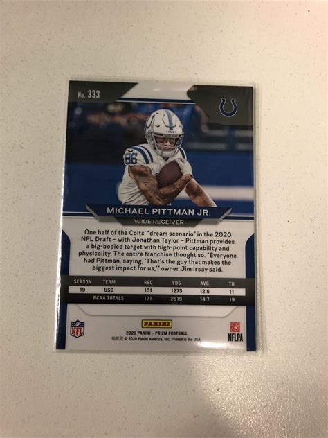 2020 Panini Prizm Rookie 333 Michael Pittman Jr RC For Sale