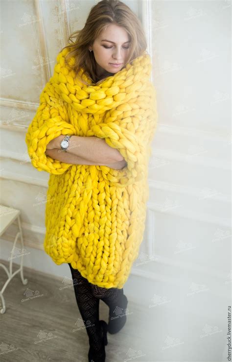 Knitted cardigan | Купить Кардиган из толстой пряжи - желтый, кардиган ...