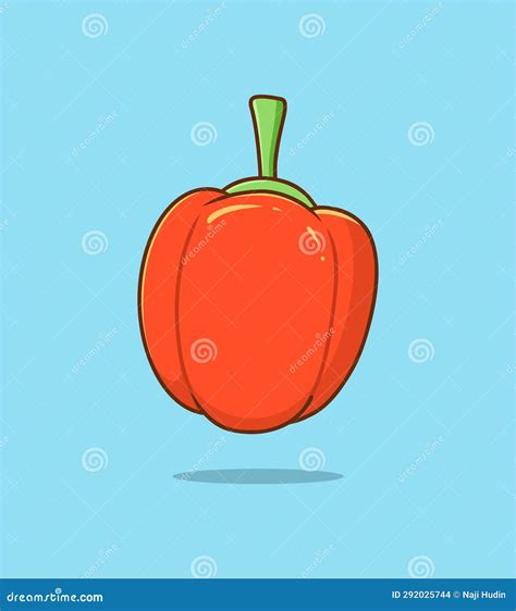 Vector Red Pepper Hand Drawn Illustration Vegetable Stock Vector