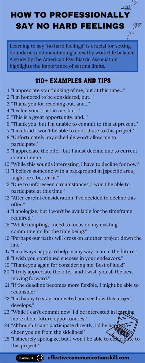 How to Professionally Say No Hard Feelings - 110+ Examples and Tips 2 ...