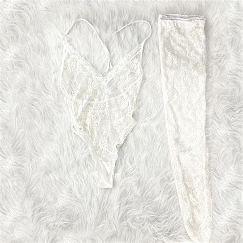 Shop Our Women S Sexy Lingerie Collection Deep V Neck Bodysuit With Lace