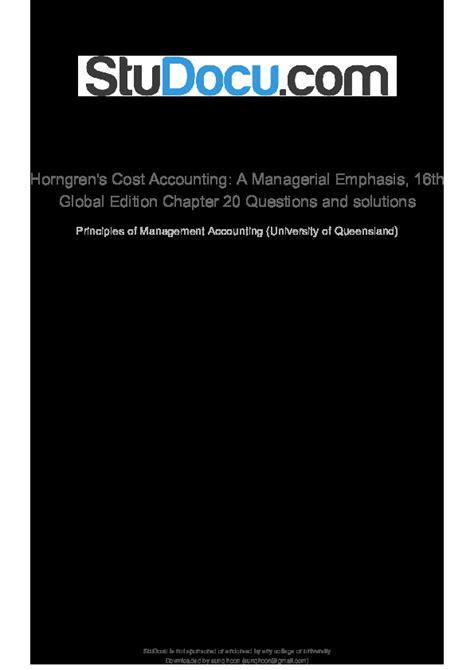 Horngrens Cost Accounting A Managerial Emphasis 16th Global Edition