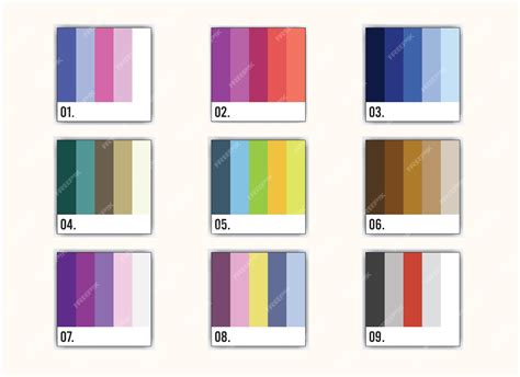 Premium Vector | A series of color palettes with the number 9.