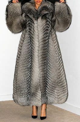 Luxurious Long Silver Platinum Real Fox Full Length Fur Coat Jacket Xl