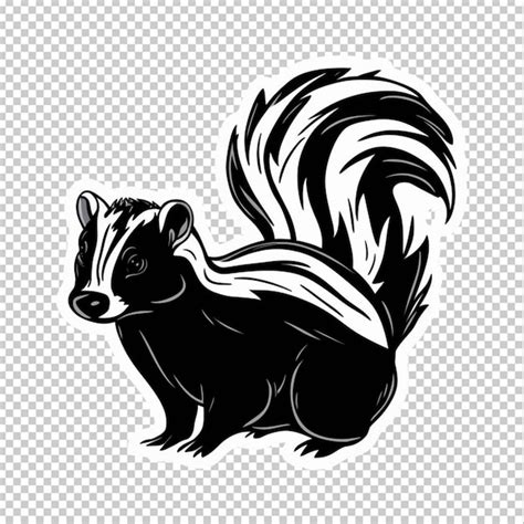 Sticker Of A Black And White Skunk Isolated On Transparent Background