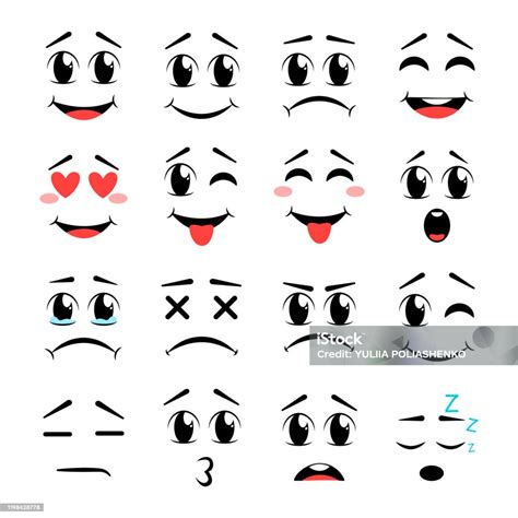 kartun kawaii mata  mulut karakter emoji emoticon lucu  gaya