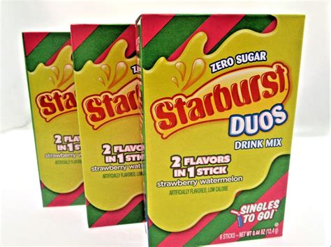 Starburst Duos Strawberry Melon Zero Sugar Free Drink Mix 3 Boxes