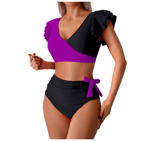 Gubotare Swimsuit Women Athletic Womens Swimsuits High Waisted Bikini Color Block Swimsuit