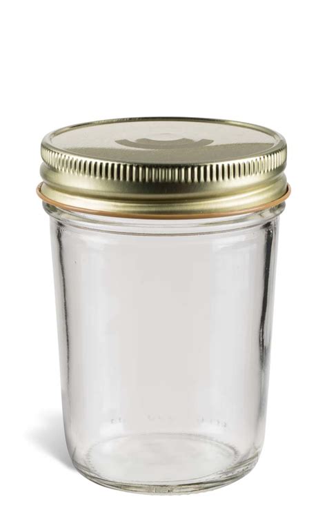 Eco Mason Tapered Glass Jar With Gold Button Lid 8oz Specialty Bottle