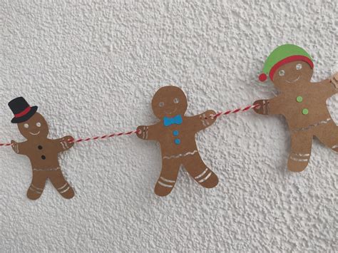 Gingerbread Man Paper Garland Christmas Decorations Festive - Etsy