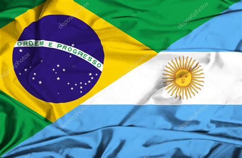 Waving flag of Argentina and Brazil — Stock Photo © Alexis84 #64053831