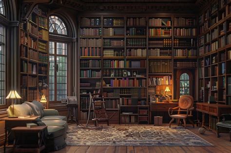 Premium Photo | Intriguing bookshelves in a cozy library