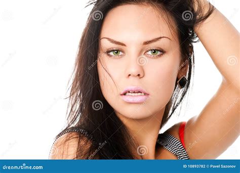 Closeup Portrait Of Brunette Stock Photo Image Of Adult Beauty