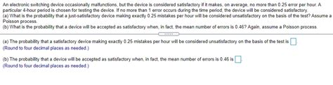 Solved An Electronic Switching Device Occasionally