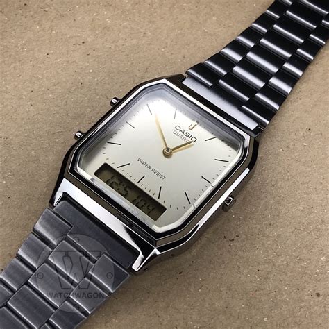 [Watchwagon] Casio AQ-230GG-9A Faint Gold Dial Gray Ion-Plated Steel ...