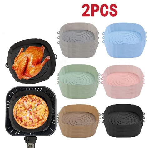 2pcs Air Fryer Silicone Cesta Silicone Molde Airfryer Forno Bandeja De