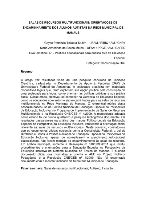 Relatório De Aluno Autismo Na Educação Infantil