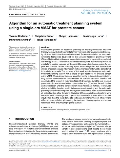 PDF Algorithm For An Automatic Treatment Planning System Using A