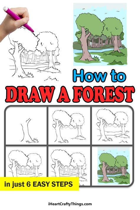 Forest Drawing How To Draw A Forest Step By Step