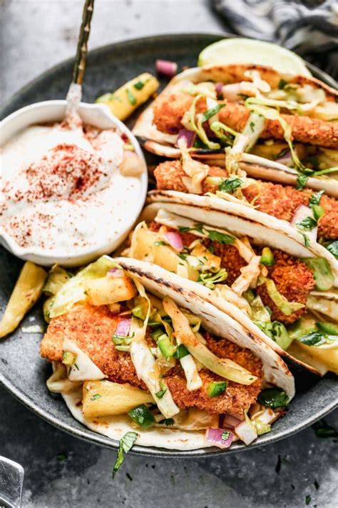 Crispy Air Fryer Fish Tacos with Pineapple Slaw - Cooking for Keeps