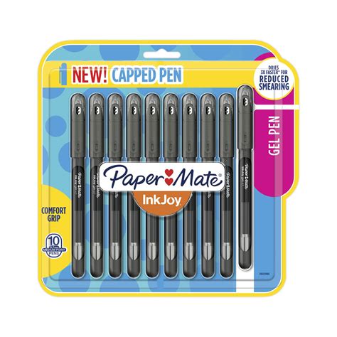 Paper Mate InkJoy Gel Pens, Medium Point (0.7mm), Black, Capped, 10 ...