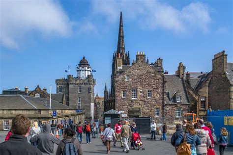 View Of Edinburgh City Center Downtown With Historic Buildings And