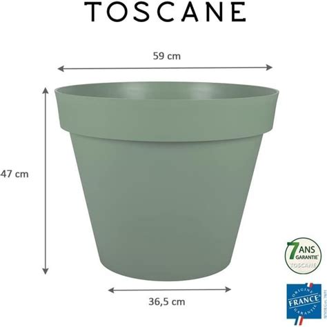 Pot de Fleur Rond Toscane Ø 60 cm Volume 76 L Ø 59 x H 47 cm Vert