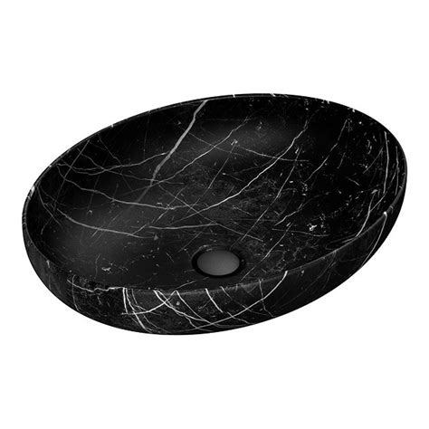 Arezzo 520 X 395mm Curved Oval Counter Top Basin Black Marble Effect