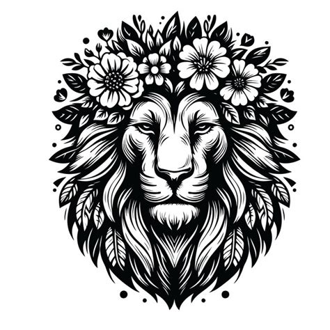 Diseño vectorial SVG de Floral Lion Clipart Vector Premium generado