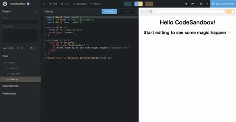 CodeSandboxオンラインreact jsエディター JavaScript Qiita