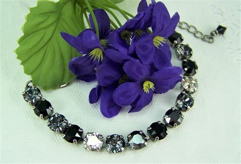 Jet Crystal Bracelet, Shades of Gray, Crystal Bracelet, Black Tie Event ...