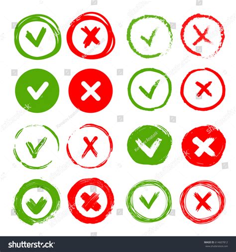 Tick Cross Brush Signs Green Checkmark Vector Có Sẵn Miễn Phí Bản